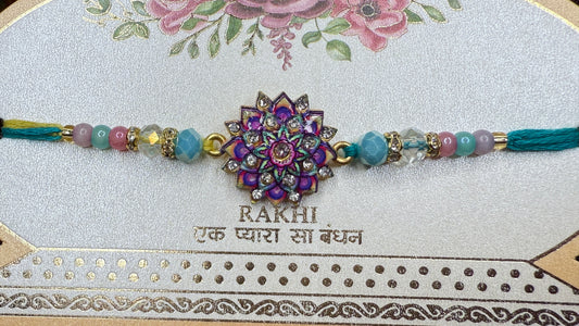 Elegant Floral Stone Rakhi – Symbol of Love & Tradition