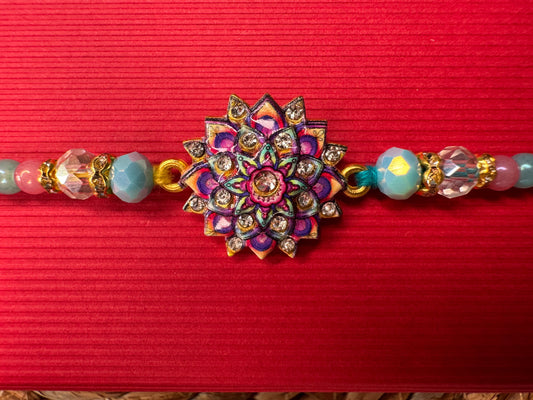 Elegant Floral Stone Rakhi – Symbol of Love & Tradition