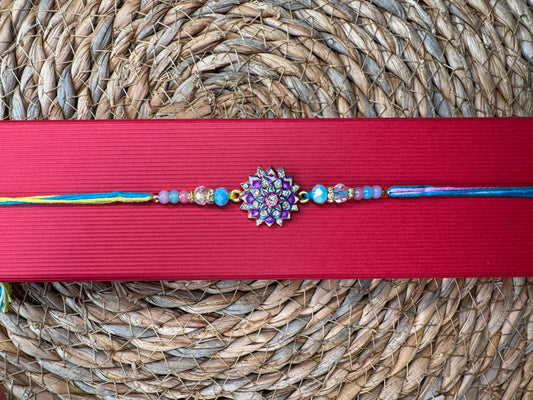 Elegant Floral Stone Rakhi – Symbol of Love & Tradition