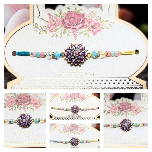 Elegant Floral Stone Rakhi – Symbol of Love & Tradition