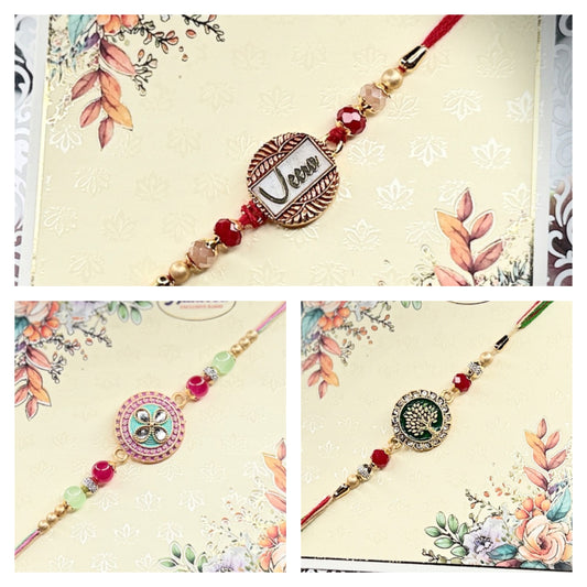 Pastel Bloom Rakhi with Floral Centerpiece – Elegant & Colorful Charm